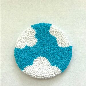 Cute cloud punch needle coaster handmade